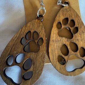 Paw Print Wooden Earrings